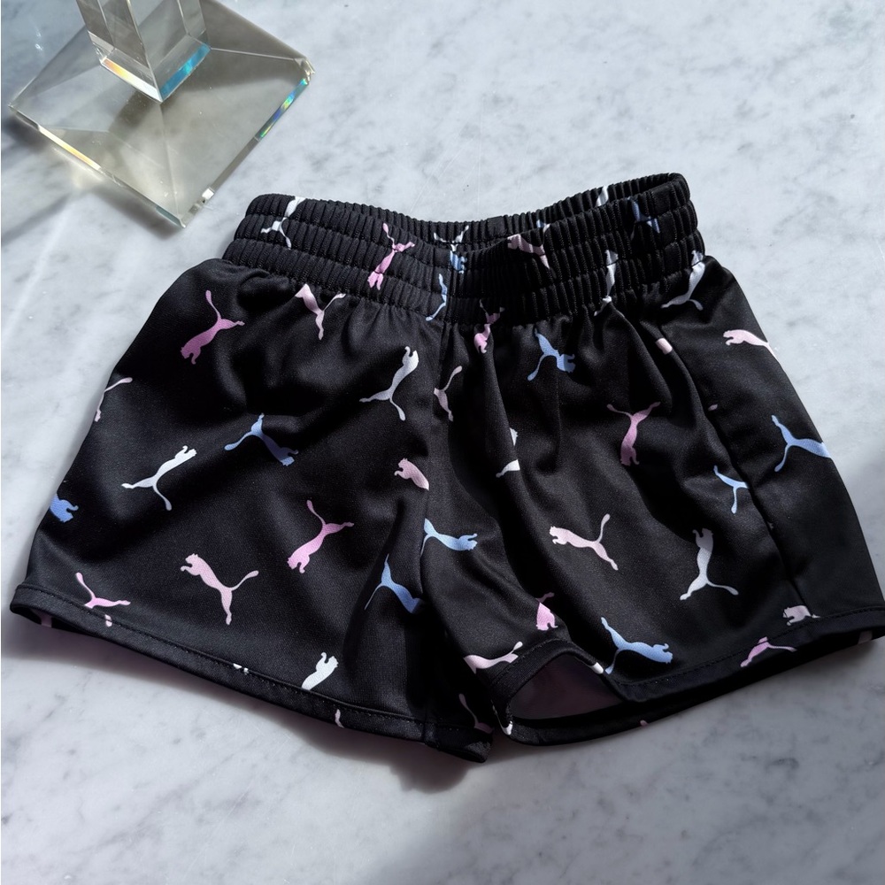 Puma Black Shorts with Subtle Pink Accents
